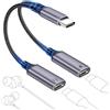 bakibo Sdoppiatore USB C 2 in 1, Adattatore USB C Jack Audio e Ricarica Splitter USBC Doppia Porta Microphone Controlli in Linea per iPhone 16 15 Pro Max iPad Samsung S25 S24 S23, Grigio