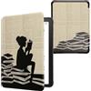 kwmobile Custodia eReader Compatibile con Amazon Kindle Paperwhite (2024)/Colorsoft Cover - eBook Reader Flip Case - nero/beige - Ragazza e Libri