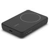 Belkin Batteria esterna wireless magnetica da 5.000 mAh, caricabatteria portatile con MagSafe, ricarica passante, uscita da 7,5 W, ingresso da 10 W, supporto estraibile, iPhone 16/15/14/13/12 - nero