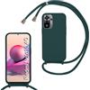 SLWYF Custodia per Xiaomi Redmi Note 10 4G/Note 10S Cover con Cordino, Silicone Antiurto TPU Morbido Corda Collana Necklace Regolabile Stylish con Catena Ultra Sottile Cover Case, Verde scuro