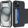 ÁRBOLORO Cover per iPhone 15 con Porta Carte Custodia Portafoglio Antiurto Anti-Graffio Resistente Grado Militare Protettiva Slot Nascosto Scorrevole Case, Nero