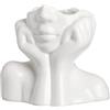 fanquare Vaso con Faccia Bianca Brillante 14cm, Vaso Moderno in Porcellana Umana per la Decorazione Della Casa, Vaso Unico in Ceramica per Fiori