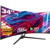 Gawfolk 34 Pollici Ultrawide Curved Gaming Monitor UWQHD 3440x1440 165hz con FreeSync e Eye Care Technologie, Supporta VESA 75 x 75 mm - Schermo di Computer Curvo per Gaming