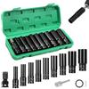 WiMas Set di chiavi a bussola da 1/2 pollici e dadi esagonali da 10-24 mm, con adattatore per presa e asta di prolunga