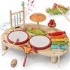 Lehoo Castle 9 in 1 Giochi Legno Montessori Strumenti Musicali, 9 in 1 Bambini Tamburi Set con Xilofono Batteria, Gioco 2 3 4 Anni, Educativi Interattivo Regalo