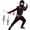 Morph Costume Ninja Bambino Nero, Vestito Ninja Bambino, Vestito Carnevale Bambino Ninja, Costume Carnevale Ninja Bambino, Costumi Ninja Bambini, Ninja Costume Bambino M