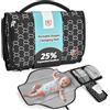 Lifefluent Fasciatoio Portatile Neonato - Fasciatoio Neonato Portatile Staccabile con Borsa per Salviette e Morbido Poggiatesta, Impermeabile Tappetino Viaggio（Nero)
