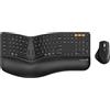 ProtoArc EKM01 Plus - Tastiera ergonomica wireless con mouse e tastiera Bluetooth, design diviso, poggiapolsi, multi-dispositivo, ricaricabile, per Windows/Mac OS, colore: nero