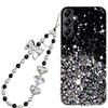Rnrieyta Miagon Brillantini Cover per Samsung Galaxy A14 5G/4G,Bling Glitter Stelle Custodia Case Paraurti Trasparente con Perla Cuore Farfalla Anti-Smarrimento Cordino Fascino