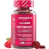 Novomins Testoboost Gommose Uomo - con Zinco, Vitamina D, Maca, Tribulus e Fieno Greco - Testosterone e Fertilita (Zinco) - Vegan, 60 Gommose Gusto Lampone - Novomins