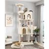 Globlazer Tiragraffi per Gatti Grandi Beige, Castello per Gatto Alto 183 cm con Grotte Piattaforma Cesto Cuccia, Albero Gatti Stabile per Adulti Maine Coon Riposare Giocare Interno (S72, Beige)