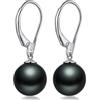 Miaofu Nere Perle Orecchini Donna Orecchini Perle Nere,Orecchini Perle Pendenti Nere,Orecchini Nere Perle Diamante Oro Bianco Nere Orecchini Con Perle Anallergici Nere Argento Perle Cerchio Orecchini 10mm