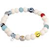 Kuzzoi Buddha Bracciale da uomo in vetro riciclato e perle in resina, elastico con Evil Eye Beads Festival gioielli, Vetro Resina Argento sterling