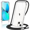Custodia IPhone 13 Mini Con Cordino Tracolla – Fiore, TPU Morbido Antigraffio, Catena Regolabile Nylon