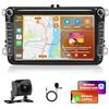 Motorsi 4GB+64GB Motorsi Android Auto Stereo per VW Golf 5 6 Tiguan Touran Passat Polo Skoda Seat, Wireless Carplay Autoradio con 8 Pollici Touchscreen GPS Navi/WiFi/FM/RDS/SWC/Canbus/BT/EQ + Camera + Mic