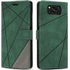 SONWO Cover per Xiaomi Poco X3 PRO/Poco X3 NFC Custodia, Flip Caso in PU Pelle Case Cover Premium Portafoglio Custodia per Xiaomi Poco X3 PRO/Poco X3 NFC, Supporto Stand, Slot per Schede, Verde