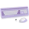 SOLIDEE Combo Tastiera e Mouse Wireless Colorato,tastiera per macchina da scrivere retrò 2.4GHz,104 Tasti con Tastierino Numerico,Tastiera a Membrana Silenziosa(Americana QWERTY)(Pro Purple)