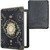 kwmobile Custodia eReader Compatibile con Amazon Kindle Paperwhite (2024)/Colorsoft Cover - eBook Reader Flip Case - blu scuro/giallo/nero - Sole Tarocchi