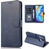 CTIUYA Custodia protettiva per Huawei P30 Lite, custodia protettiva a rabat in pelle magnetica, per Huawei P30 Lite, blu scuro