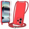 TTSWJBD Cover per Xiaomi Redmi Note 14 4G con Cordino Custodia con 1 Pellicole Vetro Temperato, Silicone Liquida Case con Laccio Tracolla, Regolabile e Rimovibile, Antishock, Anticaduta - Rosso