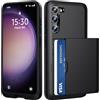 ÁRBOLORO Cover per Samsung Galaxy S23 Plus con Porta Carte Custodia Portafoglio Antiurto Anti-Graffio Resistente Grado Militare Protettiva Slot Nascosto Scorrevole Case, Nero