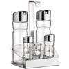 PINTINOX Prima Collection, Oliera 5 pz (Olio, Aceto, Sale, Pepe, Stuzzicadenti), in Acciaio Inox e contenitori in Vetro con Sistema Salva Goccia