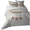 Stof Lovely Casa - Copripiumino 260 x 240 cm e 2 federe 63 x 63 cm - Clemence - 100% cotone - Certificato Oeko-Tex - Biancheria da letto - Romance - Love - Cuore - Amore - Grigio e Naturale - 2 persone