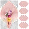 RVLZKCPG 12 tovaglioli in tessuto, 42 x 42 cm, in cotone e lino con frange, tovaglioli rustici, lavabili in mussola per matrimoni, compleanni e decorazioni da tavolo (rosa)