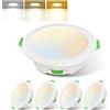 Sweier Faretti LED da Incasso per Cartongesso Dimmerabili 220V, 7W 600LM Faretti LED Soffitto Incasso 3000K Caldo 4000K Neutro 6000K Freddo, IP44 Faretto Bagno, Foro 95-100mm, Set di 5