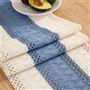 Miuyunya Runner Tavola Moderno Lino Cotone Centrino Rettangolare Macramè Boho Vintage Matrimoni Decorazione Table Runner per Doccia Nuziale di Nozze Tavola da Pranzo 30 × 183 Bianco Blu Petrolio