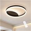 MOUNM Plafoniera LED Soffitto Dimmerabile 3000K-6000K, Lampadario Soggiorno Nero, 36W Alluminio + acrilico, Camera da Letto con Telecomando, Salone 40 * 40cm