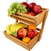 B4K Cestino per frutta in legno di faggio, dimensioni 31x32x29 cm, cesto per frutta, cestino da servizio, espositore per frutta, 2 ripiani, perfetto per frutta e verdura, colore naturale