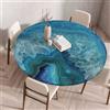 Morbuy Plastificata Tovaglia Rotondo con Bordo Elastico, Tovaglie da Tavola Antimacchia Plastica Tovaglia Colorato per Salotto Caffè Pranzo Giardino Decorazione (Oceano,120cm)