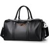 Andisijq Borsone personalizzato con nome ricamato, borsa da viaggio personalizzata, borsa da weekend in pelle, con scomparto per scarpe, regalo personalizzato per uomini, anniversario, regalo per testimoni