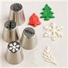 Graziano, Set 4 Beccucci Russi Natalizi Grandi - Acciaio Inox, Motivi Felce, Campana, Fiocco Neve, Albero