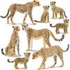 TOYMANY Set di 8 statuette ghepardo, animali giungla, giocattolo selvaggio, decorazione torta, regalo compleanno, giocare decorazione