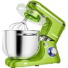 Aumate Impastatrice Planetaria, Impastatrice Professionale 8 Litri 1400W, Impastatrice Pizza con Uncino Impastatore, Mescolatore e Frusta Sbattitrice, 6 Velocità Food Mixer (Verde, 8 Litri)