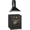 GURARI GCH E 612 BL r + GCH 046 BL 6, fornello retrò a induzione 60 cm, Range Coocker 60 l, nero + cappa aspirante, cappa da parete 60 cm, 1000 m3/h, nero