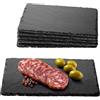 Navaris Set 6 Tovagliette Sottopiatti in Ardesia - 23 x 15 cm - Piatti Rettangolari Antigraffio e Antiscivolo - Piatti da Portata in Pietra Naturale - Vassoi e Decorazioni Tavola