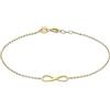 CARISSIMA Bracciale da donna in oro giallo 9 ct con simbolo infinito da 15,5 x 4,8 mm e catena regolabile, 18-19 cm