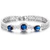 COOLSTEELANDBEYOND Glamour Cristallo Bracciali Blu Zaffiro Zirconi, Elegante Sposa Statement Dichiarazione Gioielli Pietra Portafortuna