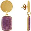 Schmuck Les Poulettes LES POULETTES BIJOUX - Orecchini Borchia Ottone Opaco Disco Spazzolato e Rettangolo Fiore di Resina - Porpora