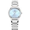 COVER Orologio da donna Sandara CO203 con cinturino in acciaio inox e vetro zaffiro 5 ATM, argento/azzurro