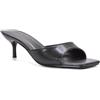 ESSEX GLAM Sandali da donna con tacco a spillo e punta quadrata, in pelle sintetica, con tacco a spillo, scarpe da sera per feste, Pelle sintetica nera., 39 EU