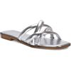 ESSEX GLAM Sandalo piatto da donna con cinturino, comodo, casual, punta aperta, in pelle sintetica, taglia 36-41, Argento metallizzato, 40 EU