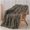 Tuddrom Coperta decorativa extra morbida in finta pelliccia, 127 x 152,4 cm, tinta unita, reversibile, leggera, a pelo lungo, soffice e confortevole, in microfibra, per divano, letto, marrone