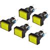 Heschen 16 mm rettangolo interruttore a pulsante momentaneo 1NO 1NC 5Pin 24V LED lampada 5 Pack (giallo)