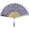 MAPIMANIA Ventaglio Blu Navy Pieghevole in Legno e Pizzo Resistente