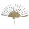 MAPIMANIA - Ventaglio da Borsetta Bianco Pieghevole colorato in Legno e Pizzo con Nappina, Ventagli Matrimonio, Ventaglio Giapponese Resistente