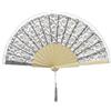 MAPIMANIA - Ventaglio da Borsetta Grigio Pieghevole colorato in Legno e Pizzo con Nappina, Ventagli Matrimonio, Ventaglio Giapponese Resistente